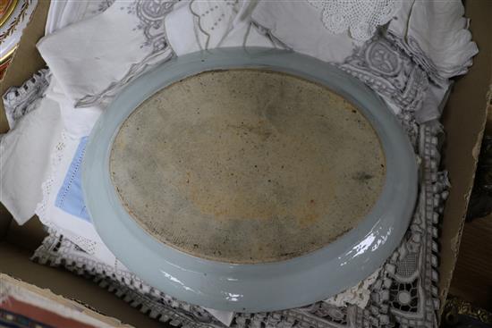 A Chinese platter and a Chinese export dish largest 38cm wide